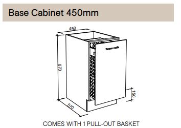 Modular - Base Cabinet 450mm - Pullout Basket