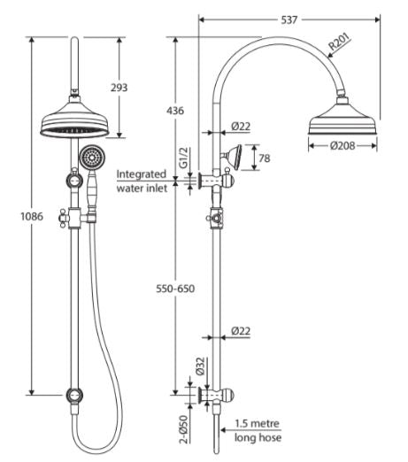 Fienza Lillian Twin Shower - Brushed Nickel