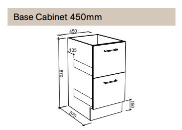 Modular - Base Cabinet 450mm - 2 Drawer