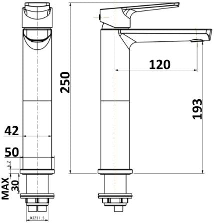 Millennium Akemi Extended Vessel Mixer - Gunmetal