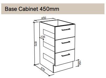 Modular - Base Cabinet 450mm - 3 Drawer
