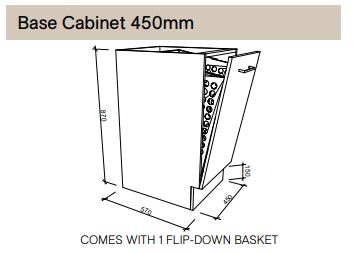 Modular - Base Cabinet 450mm - Flip Down Basket