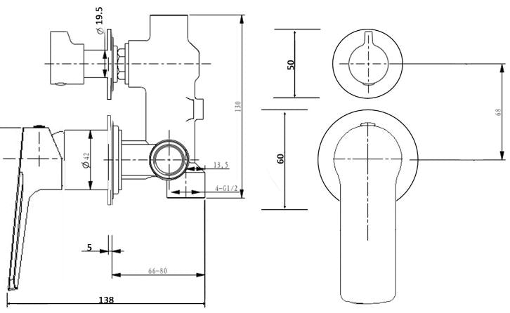 Millennium Akemi Wall Diverter Mixer V2 - Brushed Nickel