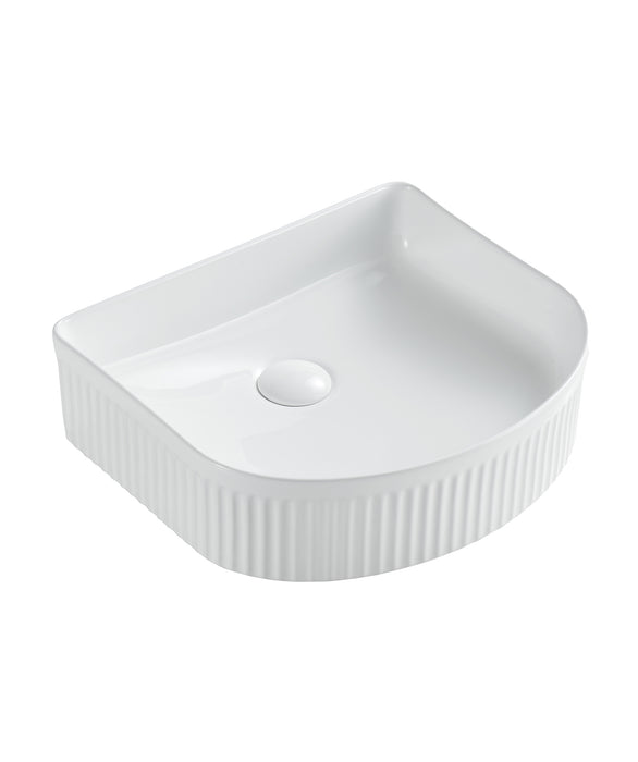 Cleo 410 Fluted D-shape Basin - Gloss White