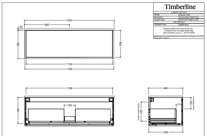 Elwood Vanity - Wall Hung - Silk Surface Stone Top & Above Counter Basin