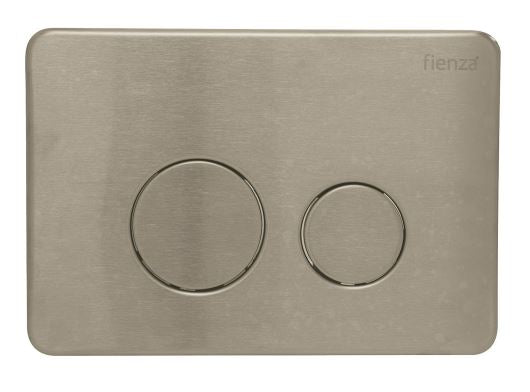 Fienza Flush Plate R&T Round Button - Brushed Nickel