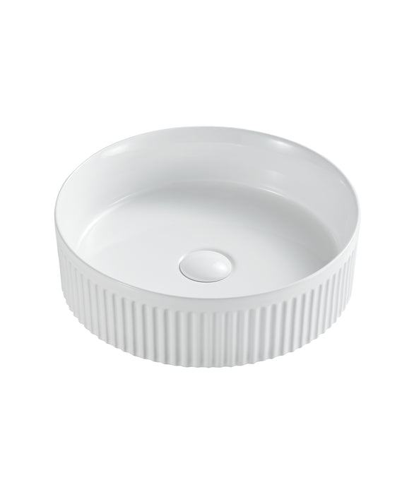 Cleo 400 Fluted round Basin - Matte White
