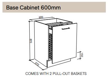 Modular - Base Cabinet 600mm - 2x Pullout Baskets