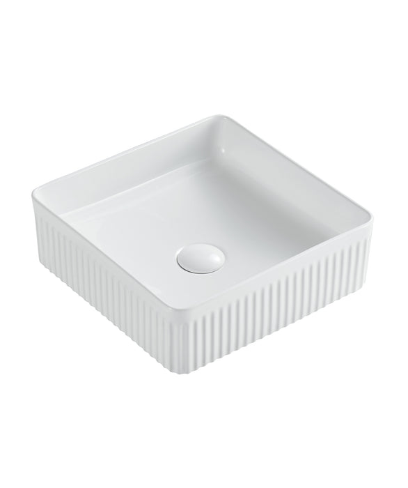 Cleo 365 Fluted Square Basin - Gloss White