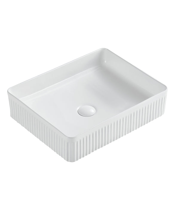 Cleo 501 Fluted Rectangle Basin - Matte White