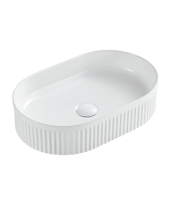 Cleo 500 Fluted Oval Basin - Gloss White