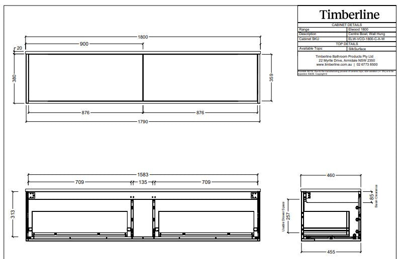Elwood Vanity - Wall Hung - Silk Surface Stone Top & Above Counter Basin