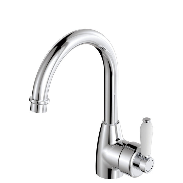 Fienza Eleanor Gooseneck Basin Mixer Ceramic Lever - Chrome