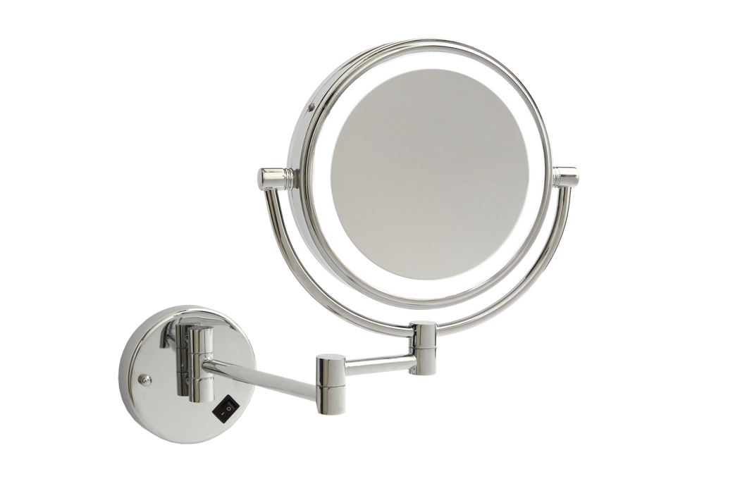 Thermogroup Magnifying Mirror With Light - 1 & 8 Magnification - Exposed Wiring - Chrome