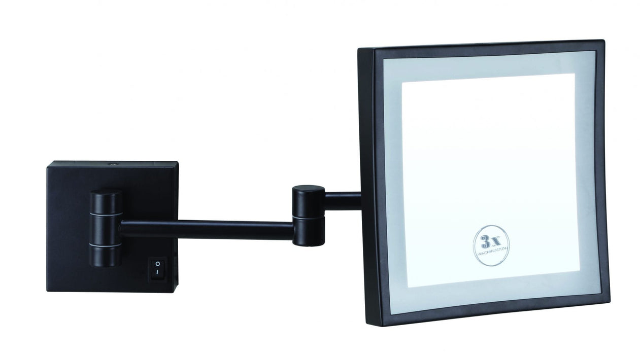 Thermogroup Square Magnifying Mirror With Light - 3 Magnification 200mm - Matte Black