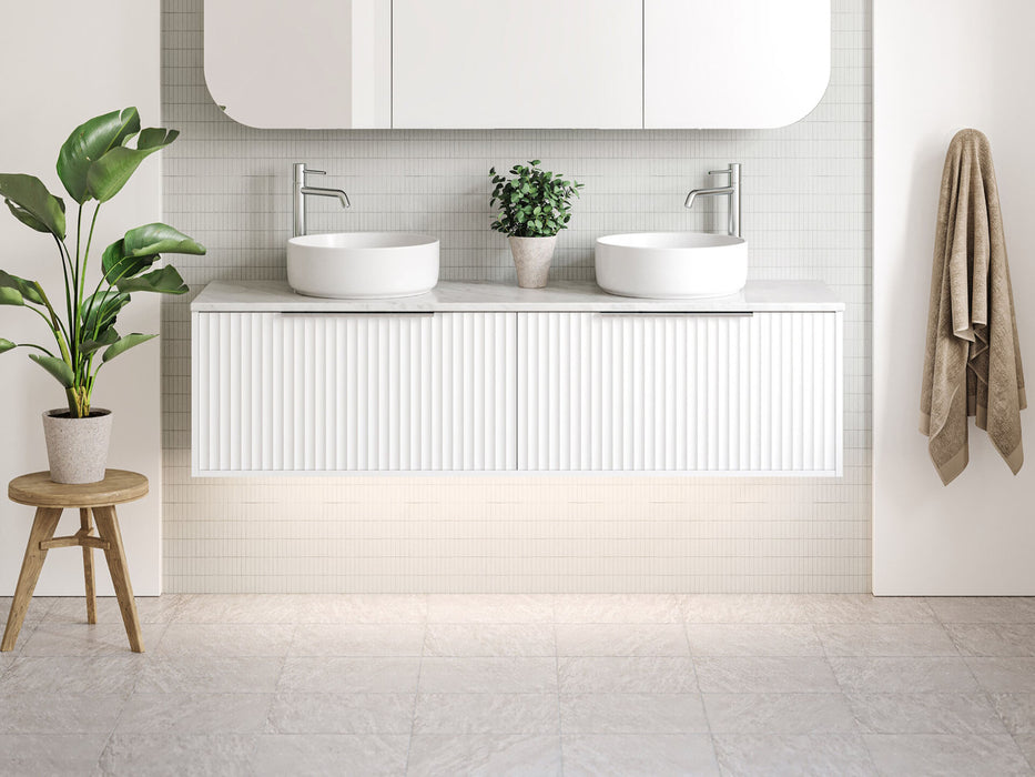 Elwood Vanity - Wall Hung - Silk Surface Stone Top & Above Counter Basin