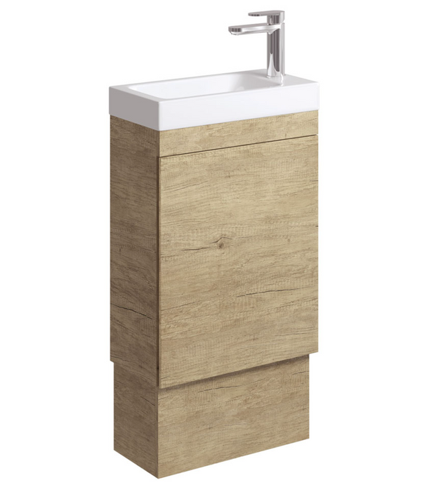 Fienza Denzel Edge Small Space Floor Standing Vanity - Scandi Oak