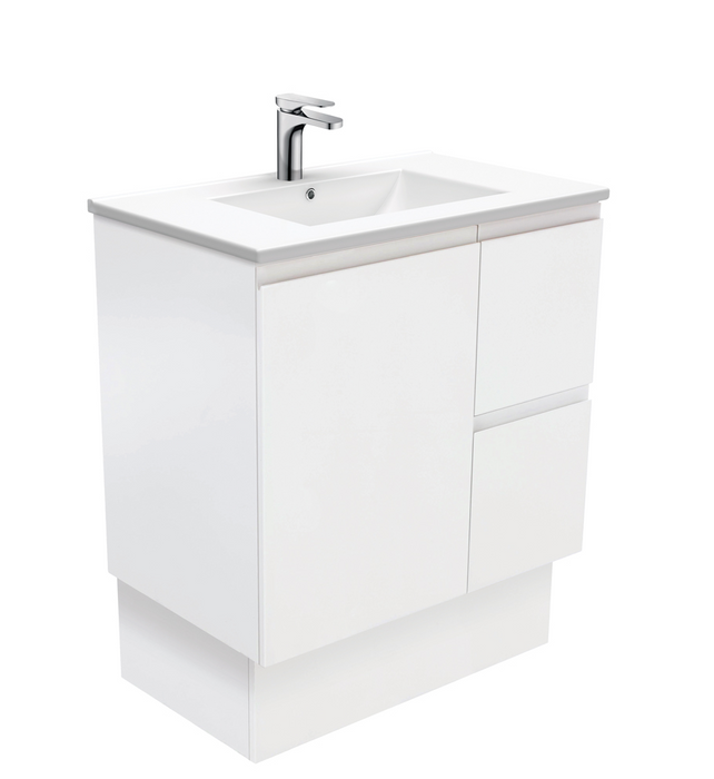 Fienza Dolce Fingerpull Vanity Satin White Floor Standing - 750mm