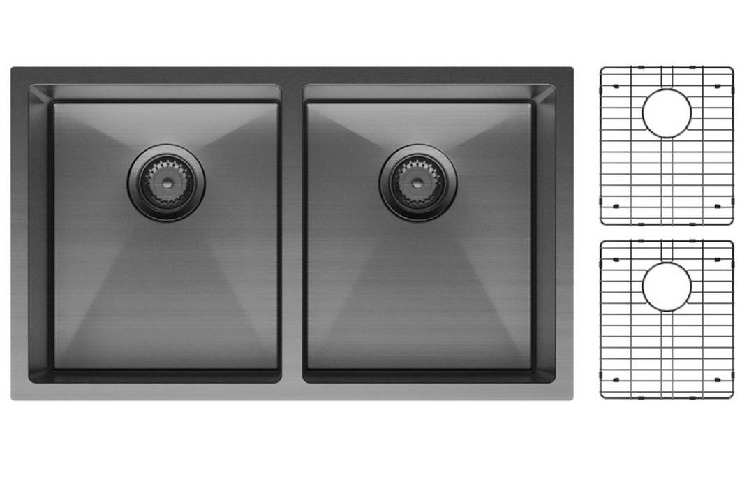 Fienza Hana Double Kitchen Sink - Carbon Metal