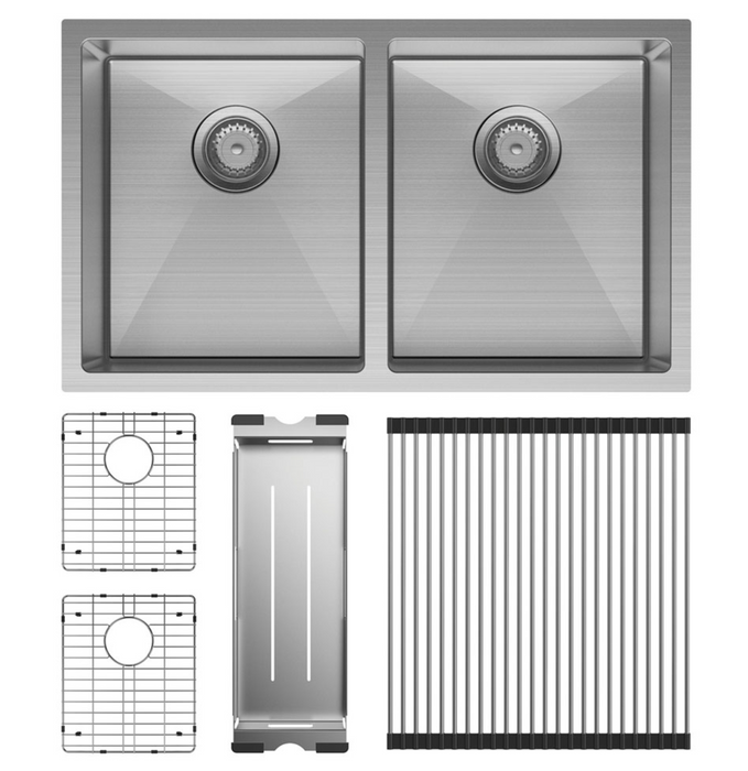 Fienza Hana Double Kitchen Sink Kit - Stainless Steel
