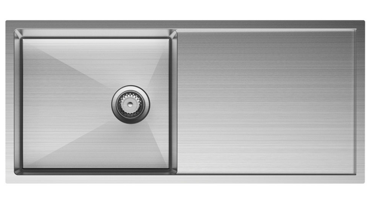 Fienza Hana Single Kitchen Sink with Drainer - Stainless Steel