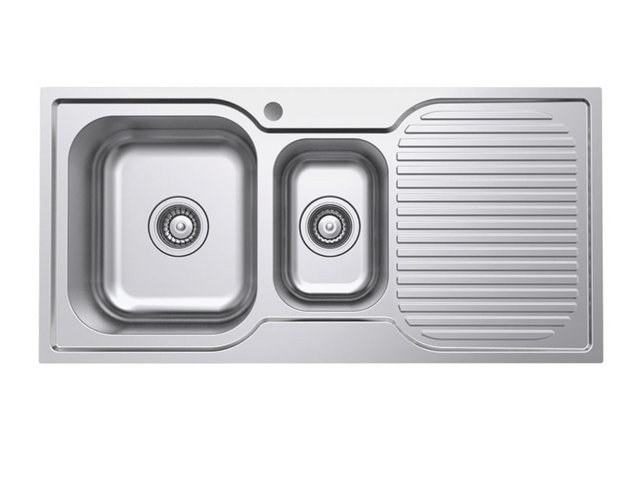 Fienza Tiva 1.5 Kitchen Sink With Drainer - Left Bowl