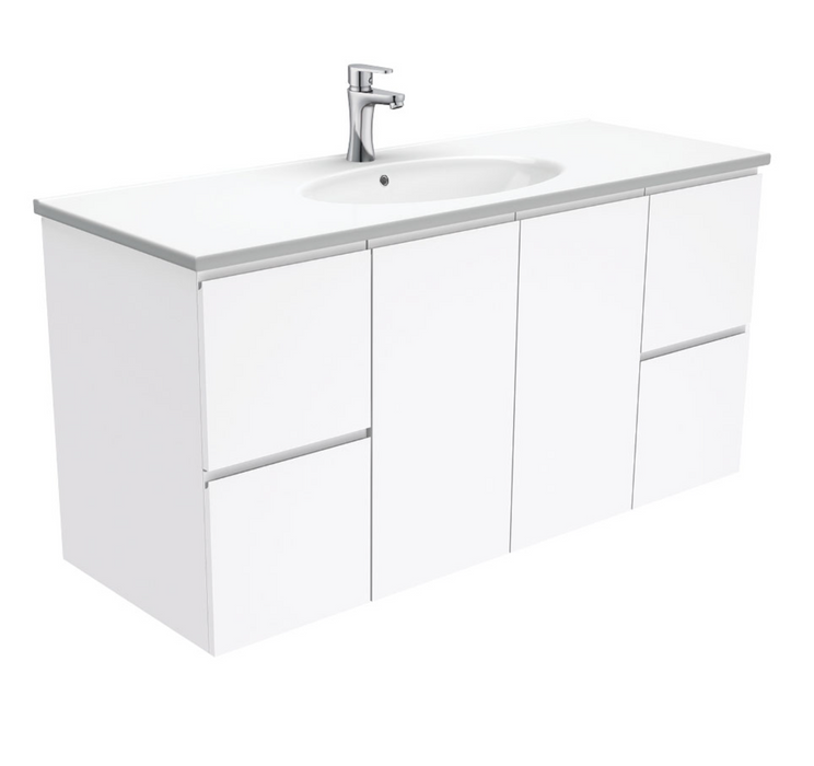 Fienza Rotondo Fingerpull Vanity Gloss White Wall Hung - 1200mm