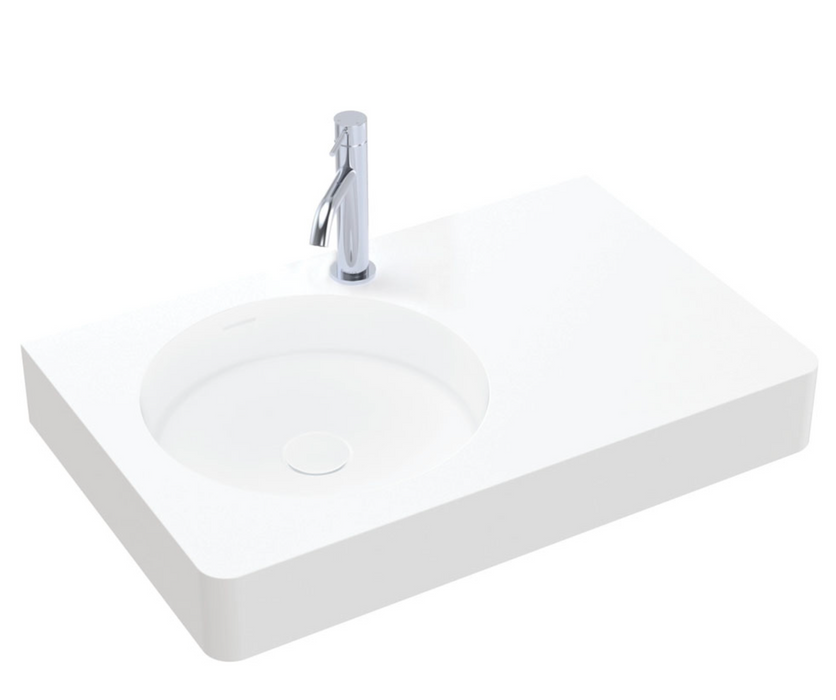 Fienza Encanto Solid Surface Wall Basin - Left Bowl - 1 Tap Hole