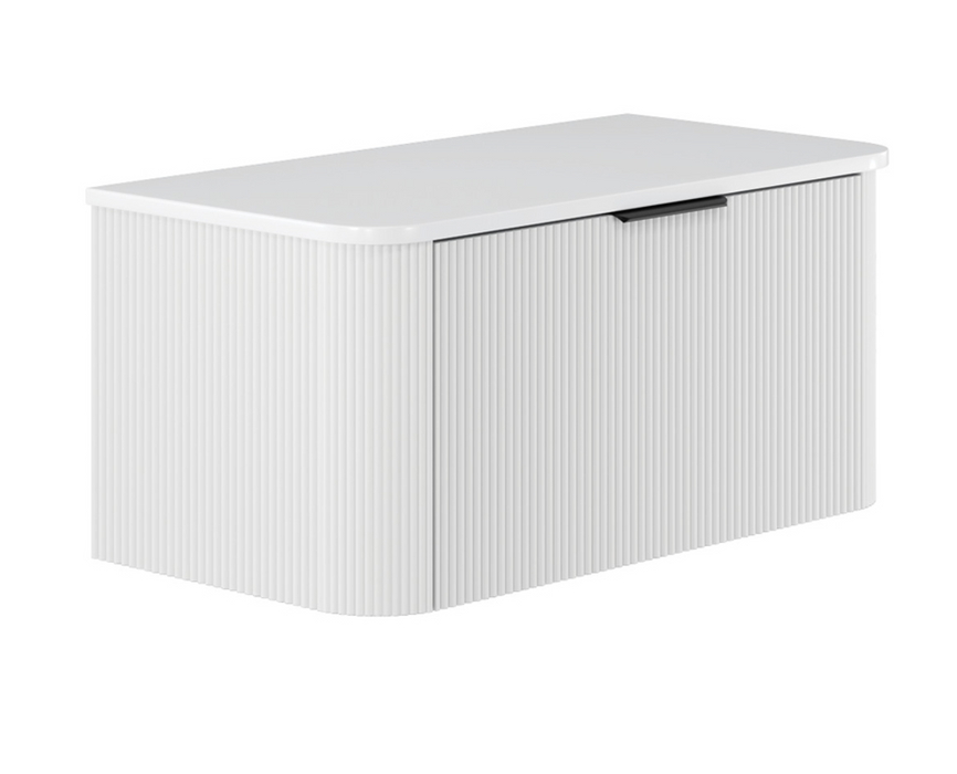 Fienza Minka Curved Wall Hung Cabinet - Satin White - 900mm