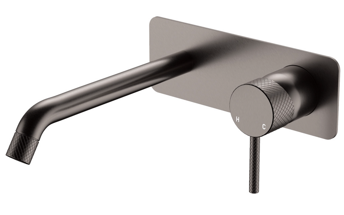 Fienza Axle Wall Basin/Bath Set With Back Plate - 200mm Outlet - Brushed Gunmetal