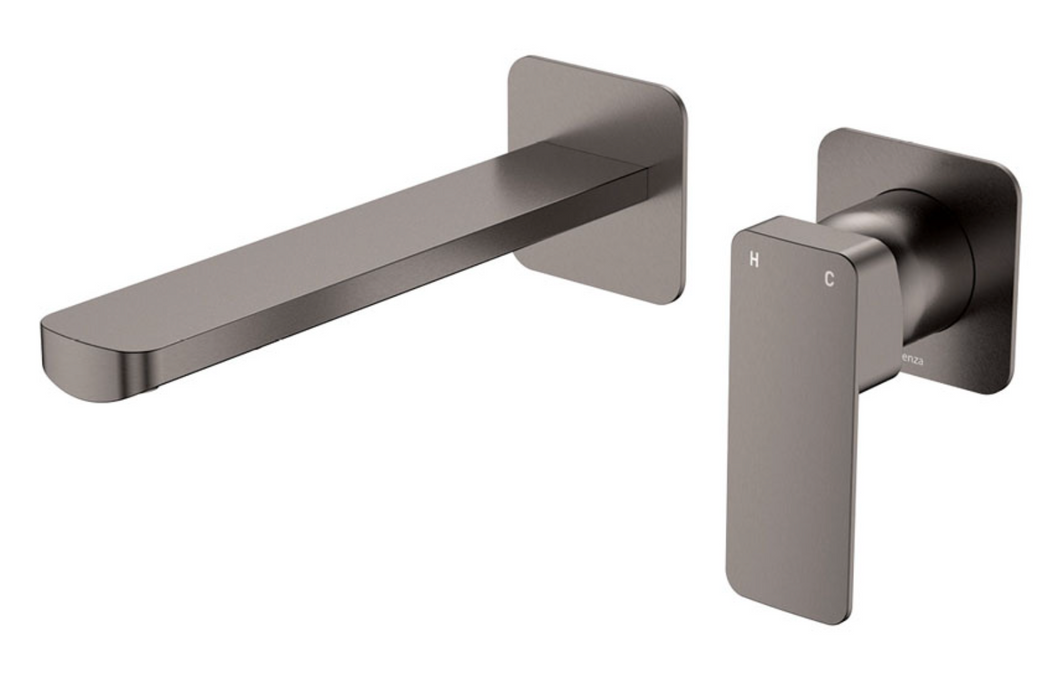 Fienza Tono Wall Basin/Bath Set - 200mm Outlet - Brushed Gunmetal