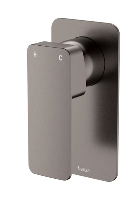 Fienza Tono Wall Mixer - Rectangular Back Plate - Brushed Gunmetal