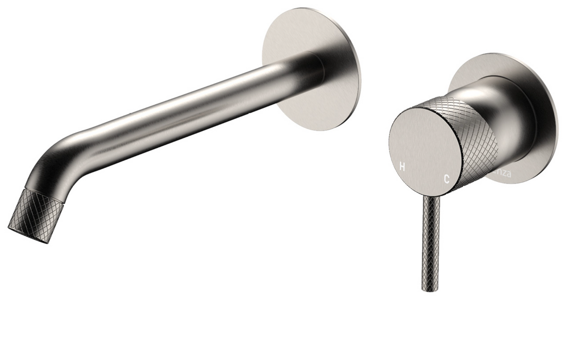 Fienza Axle Wall Basin/Bath Set - 200mm Outlet - Brushed Nickel