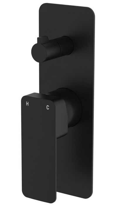 Fienza Tono Wall Diverter Mixer - Rectangular Back Plate - Matte Black