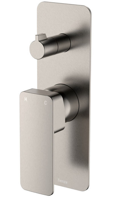 Fienza Tono Wall Diverter Mixer - Rectangular Back Plate - Brushed Nickel