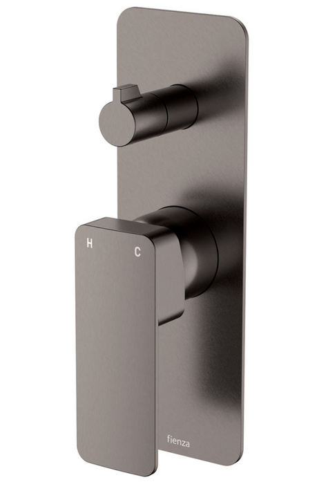 Fienza Tono Wall Diverter Mixer - Rectangular Back Plate - Brushed Gunmetal