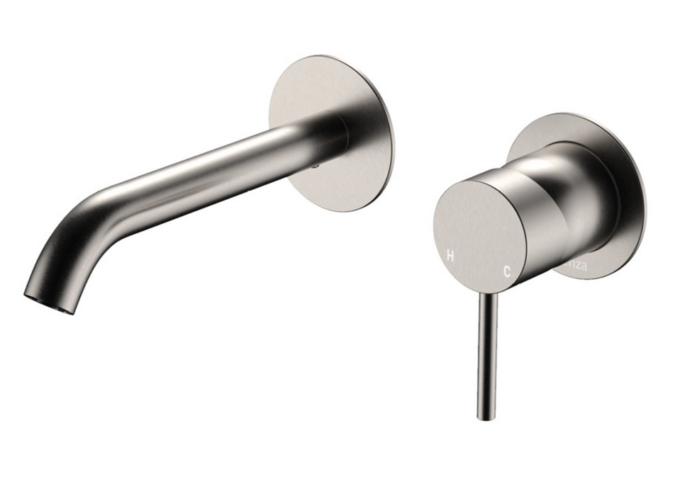 Fienza Kaya Wall Basin/Bath Mixer Set - 160mm Spout - Brushed Nickel