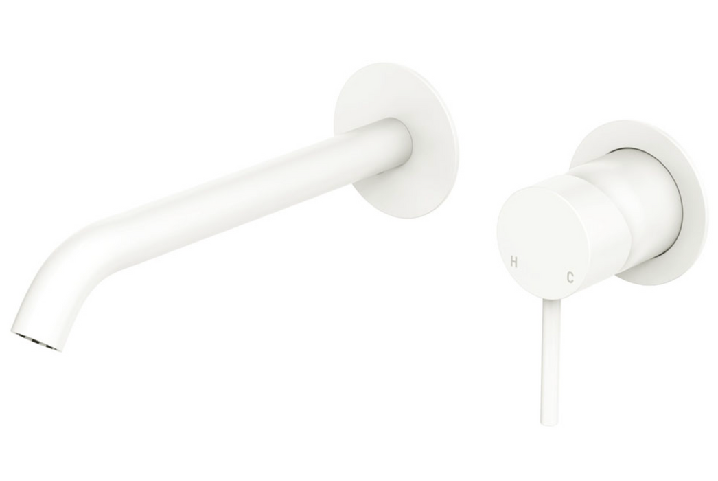 Fienza Kaya Wall Basin/Bath Mixer Set - 200mm Spout - Matte White