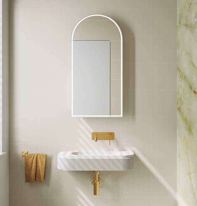 Fienza Arch LED Mirror Cabinet - Gloss White