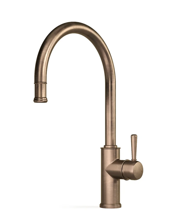 Faucet Strommen Cascade Sink Mixer Curved Pull Out - Antique Brass Light