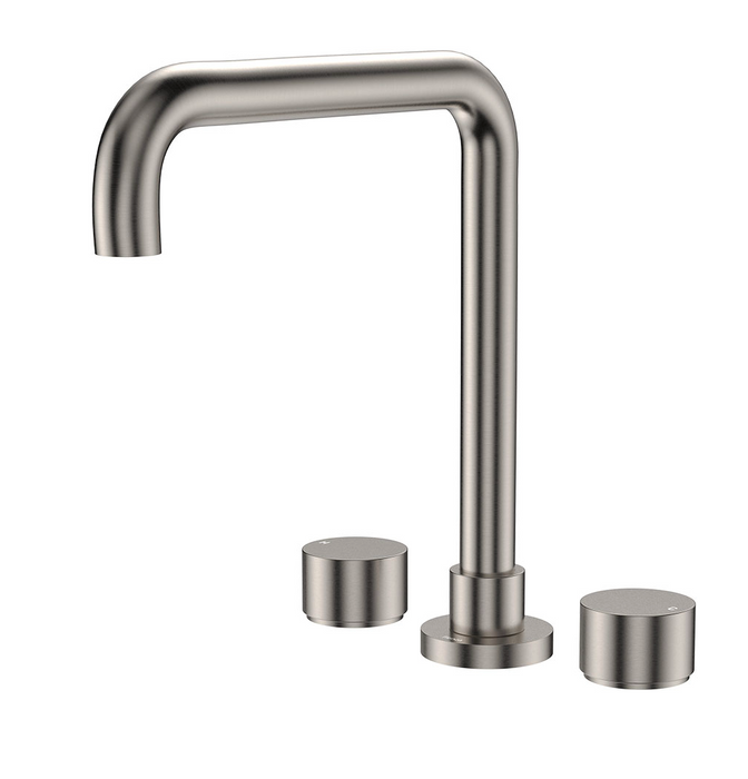 Fienza Kaya Square Basin Tap Set - Brushed Nickel