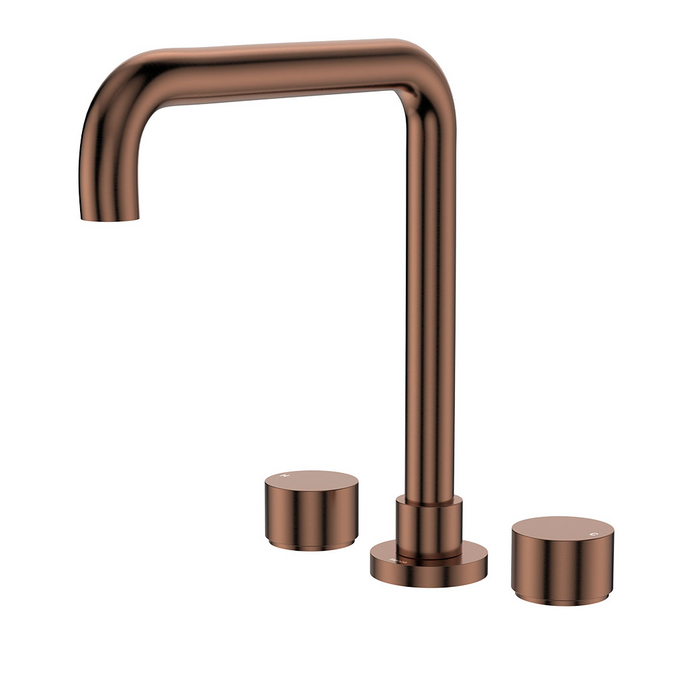Fienza Kaya Square Basin Tap Set - Brushed Copper