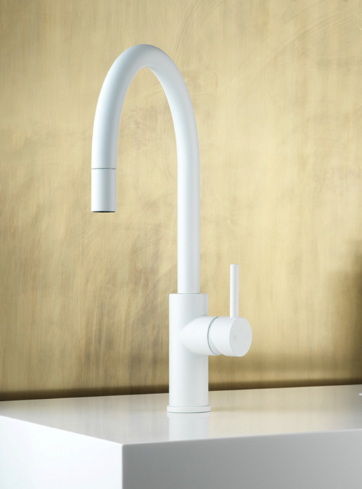 Faucet Strommen Pegasi M Curve Pull Out Sink Mixer - Switzrok Matte White