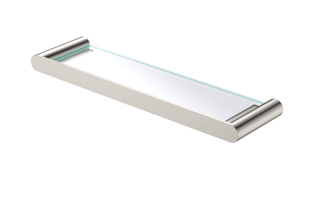 Fienza Empire Slim Glass Shelf - Brushed Nickel