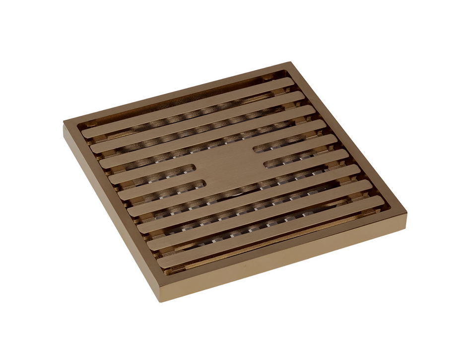 Fienza Square Slim Grate Floor Waste - Brushed Copper