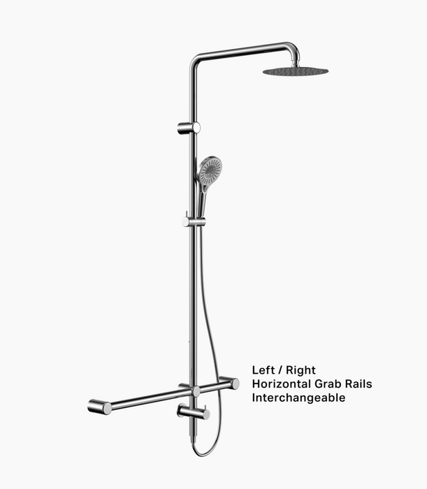 Nero Mecca Care 32mm T Bar Grab Rail Twin Shower Set - Chrome