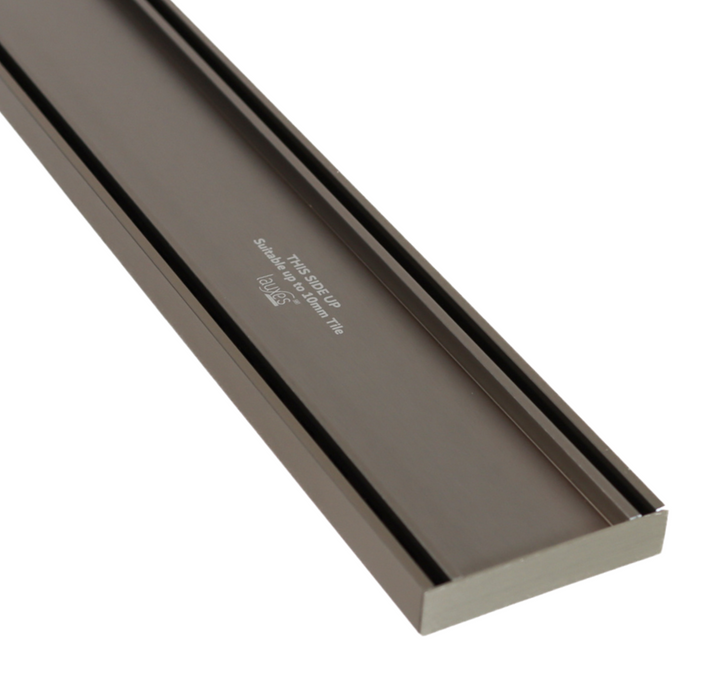 Lauxes Tile Insert Strip Drain - 21mm - 1000mm - Brushed Nickel