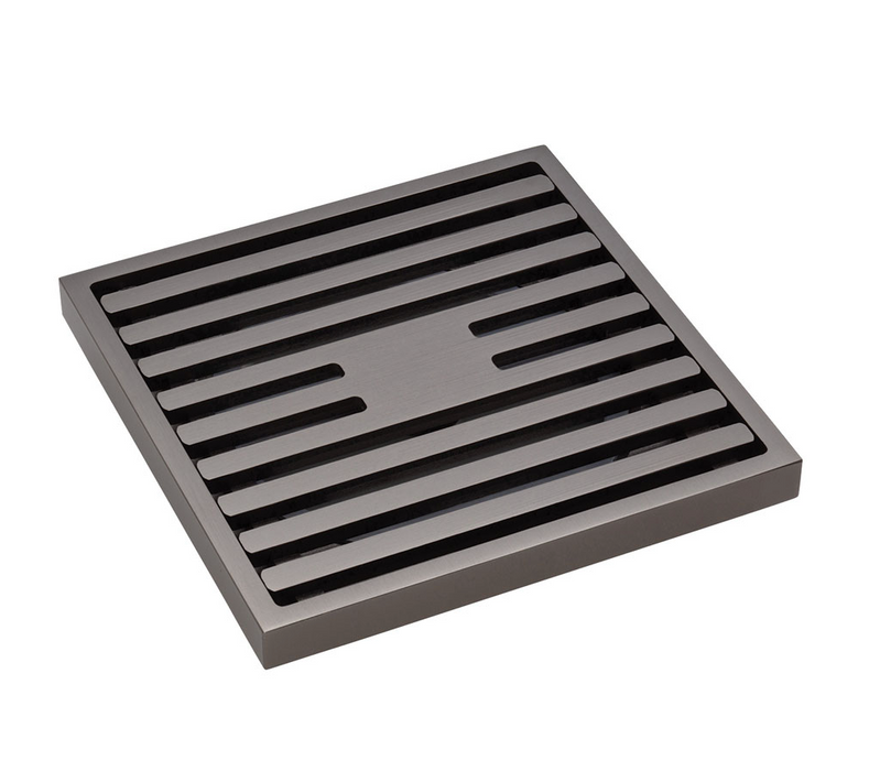 Fienza Square Slim Grate Floor Waste - 88mm Outlet - Gun Metal