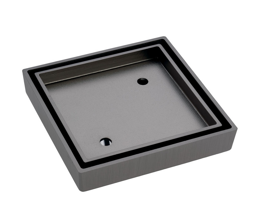 Fienza Square Tile Bed Floor Waste - 90mm Outlet - Gun Metal