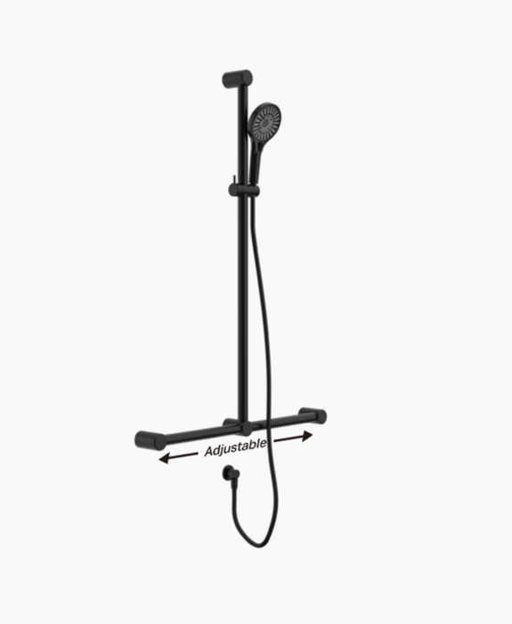 Nero Mecca Care 32mm T Bar Grab Rail Adjustable Shower Set - Matte Black